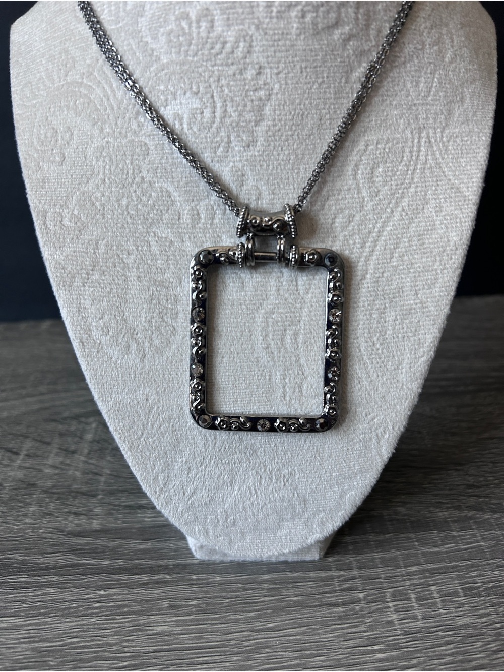 Sterling Silver Square Frame Necklace - Silver